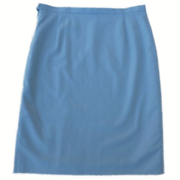 WooL Ted Baker Endurance Skirt Steel Blue Side Zip Lined Slit Career Italy 3 8 M - Picture 4 of 9